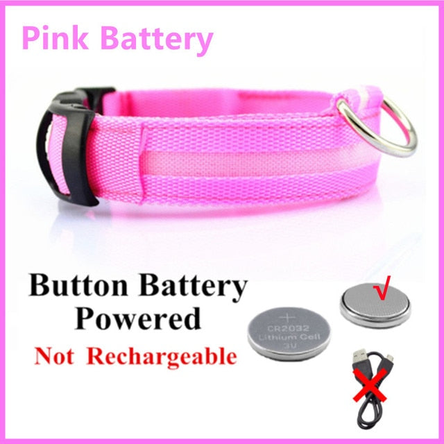 Collar para perro ajustable con luz LED