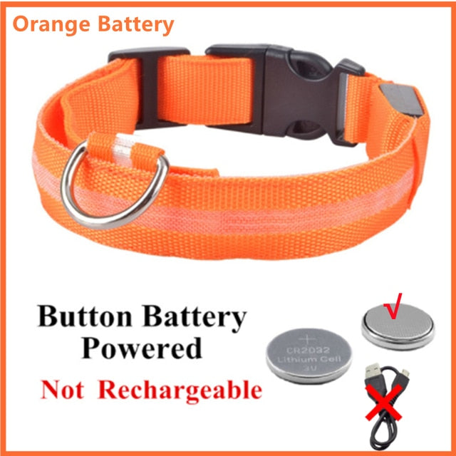Collar para perro ajustable con luz LED